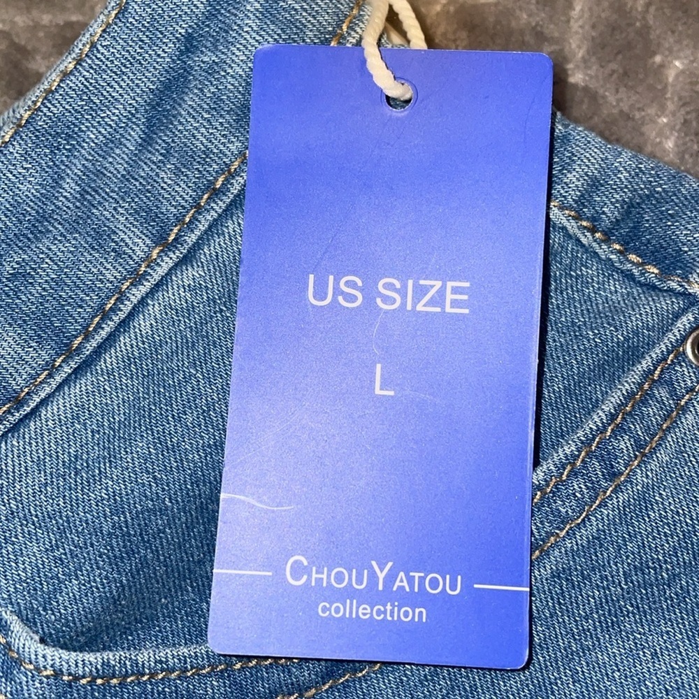 NWT Chou Tayou Blue Denim Skirt Size Large.  Mini‎ Skirt. - Picture 2 of 5